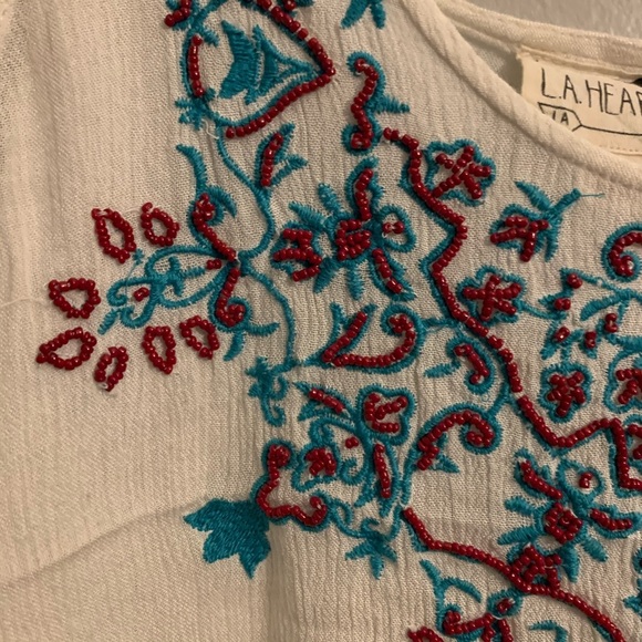 Beaded white bohemian tank top - Picture 3 of 6